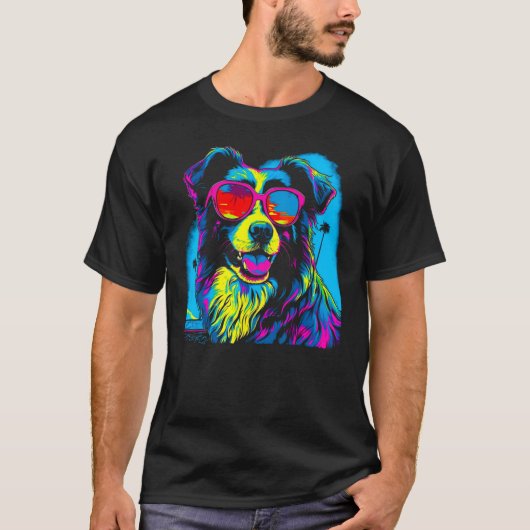 Border Collie Dog Sunglasses 1 Tシャツ (正面)