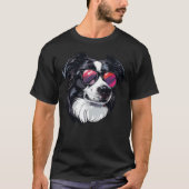 Border Collie Dog Sunglasses Tシャツ (正面)