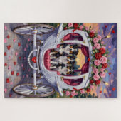 Border Collie Dog Valentine's Day ジグソーパズル (横)