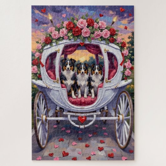 Border Collie Dog Valentine's Day ジグソーパズル (縦)