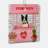 Border Collie Dog Valentine's Day Kissing Booth セラミックオーナメント (右)