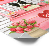 Border Collie Dog Valentine's Day Kissing Booth ポスター (角)
