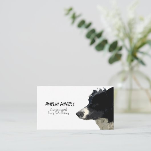 Border Collie Dog Walking/ Groomer Business Card 名刺 (スタンド正面)