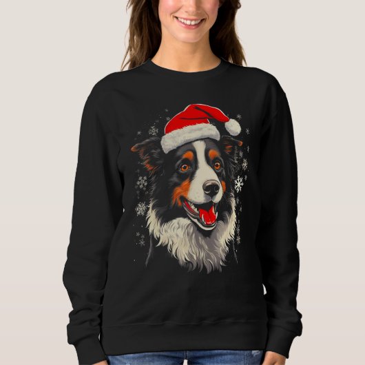 Border Collie Dog Xmas スウェットシャツ (正面)