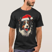 Border Collie Dog Xmas Tシャツ (正面)