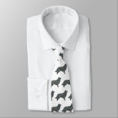 Border Collie Dog Yellow & Black Grid Line White ネクタイ (タイ)
