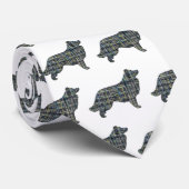 Border Collie Dog Yellow & Black Grid Line White ネクタイ (ロール)