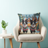 Border Collie Dogs Christmas Snow Holiday クッション (椅子)