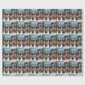 Border Collie Dogs Christmas Snow Holiday ラッピングペーパー (フラット)