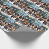 Border Collie Dogs Christmas Snow Holiday ラッピングペーパー (角)