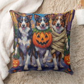Border Collie Dogs Trick-or-Treating in Halloween クッション (ブランケット)