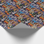 Border Collie Dogs Trick-or-Treating in Halloween  ラッピングペーパー (角)