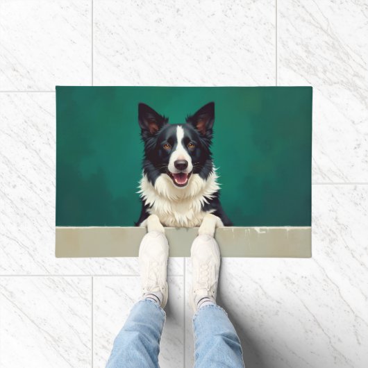 Border Collie Doormat Art ドアマット (室内)