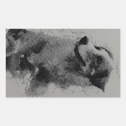 border collie drawing second 長方形シール (正面)