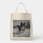 Border Collie Elegant Grocery Tote Bag トートバッグ (裏面)