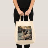 Border Collie Elegant Grocery Tote Bag トートバッグ (正面(商品))