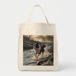 Border Collie Elegant Grocery Tote Bag トートバッグ