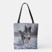 Border Collie Elegant Shoulder Tote Bag トートバッグ (裏面)