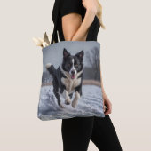 Border Collie Elegant Shoulder Tote Bag トートバッグ (クローズアップ)