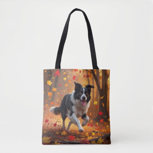 Border Collie Elegant Shoulder Tote Bag トートバッグ (正面)