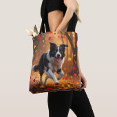 Border Collie Elegant Shoulder Tote Bag トートバッグ (クローズアップ)