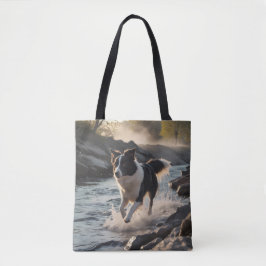 Border Collie Elegant Shoulder Tote Bag トートバッグ