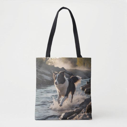 Border Collie Elegant Shoulder Tote Bag トートバッグ (正面)