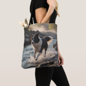 Border Collie Elegant Shoulder Tote Bag トートバッグ (クローズアップ)