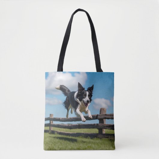 Border Collie Elegant Shoulder Tote Bag トートバッグ (正面)