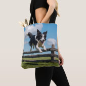Border Collie Elegant Shoulder Tote Bag トートバッグ (クローズアップ)