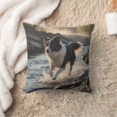 Border Collie Elegant Throw Pillow クッション (ブランケット)