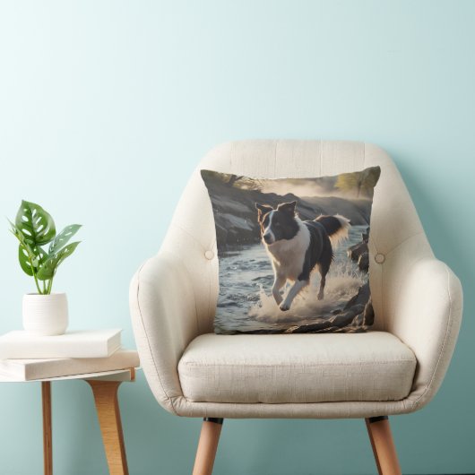Border Collie Elegant Throw Pillow クッション (椅子)