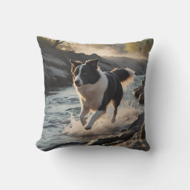 Border Collie Elegant Throw Pillow クッション