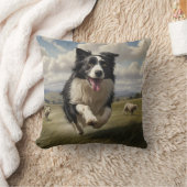 Border Collie Elegant Throw Pillow クッション (ブランケット)