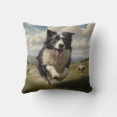 Border Collie Elegant Throw Pillow クッション (裏面)