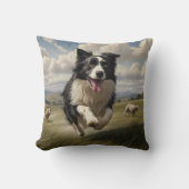 Border Collie Elegant Throw Pillow クッション (正面)