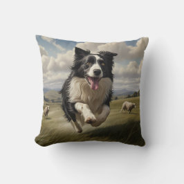 Border Collie Elegant Throw Pillow クッション