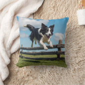 Border Collie Elegant Throw Pillow クッション (ブランケット)