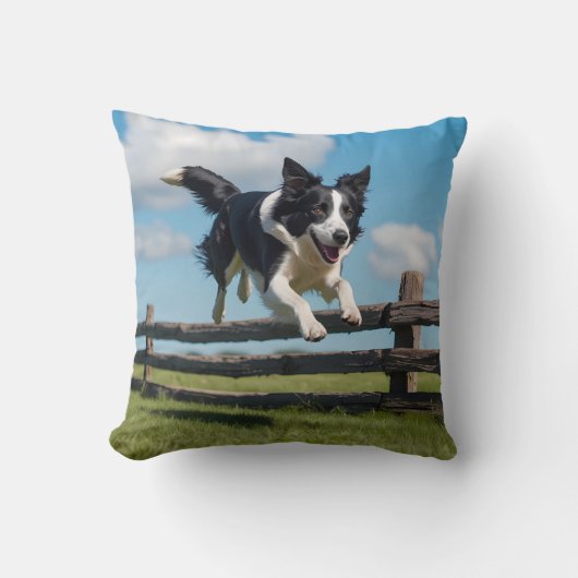 Border Collie Elegant Throw Pillow クッション (正面)