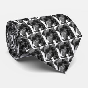 Border Collie Face Pencil Art ネクタイ