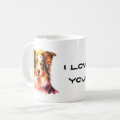 Border Collie Family Dog Personalize Text コーヒーマグカップ (正面左)