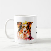 Border Collie Family Dog Personalize Text コーヒーマグカップ (左)