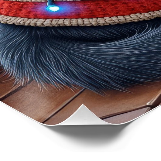 Border Collie Fireplace with Christmas Lights ポスター (コーナー)