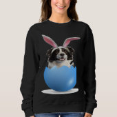 Border Collie Herding Dog Easter Bunny Egg Hunting スウェットシャツ (正面)