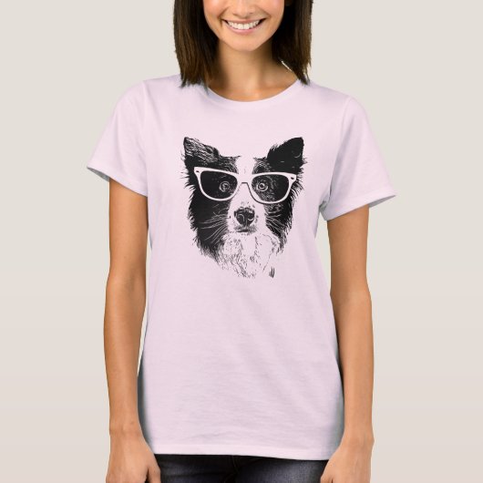 Border Collie Hipster Tシャツ (正面)