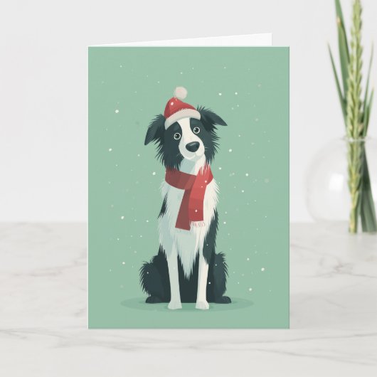 Border Collie Holiday Greeting カード (正面)