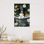 Border Collie In Bathtub Poster, Funny Dog Poster ポスター (キッチン)
