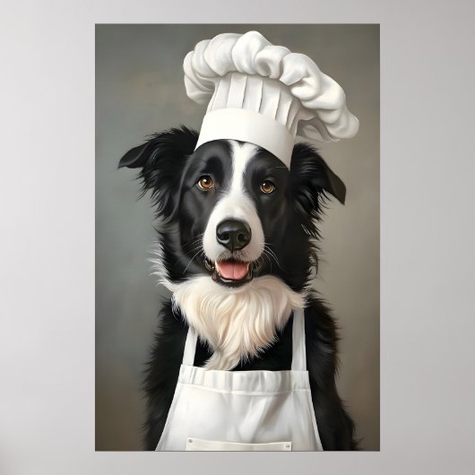 Border Collie In Chefs Hat Poster, Pet Poster ポスター (正面)