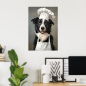 Border Collie In Chefs Hat Poster, Pet Poster ポスター (ホームオフィス)