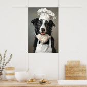 Border Collie In Chefs Hat Poster, Pet Poster ポスター (キッチン)
